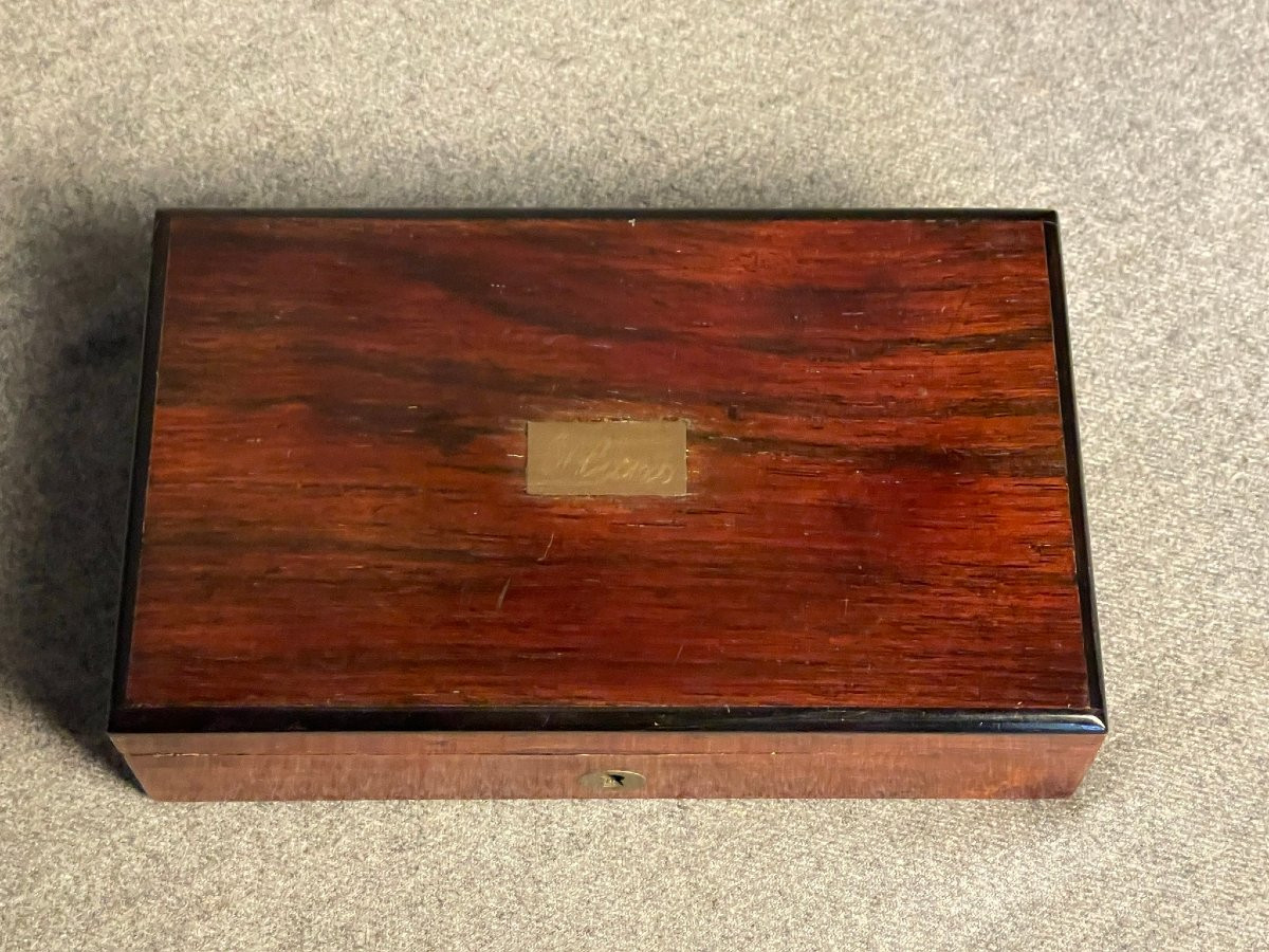 Boîte à compas, coffret en palissandre Napoléon III XIXème siècle-photo-2