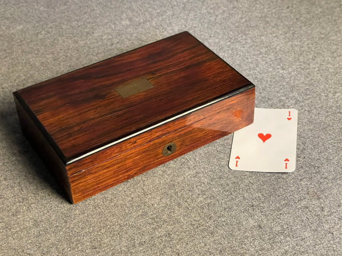 Boîte à compas, coffret en palissandre Napoléon III XIXème siècle-photo-4