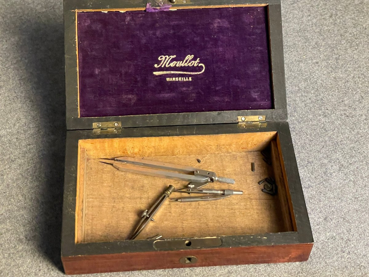 Boîte à compas, coffret en palissandre Napoléon III XIXème siècle-photo-5