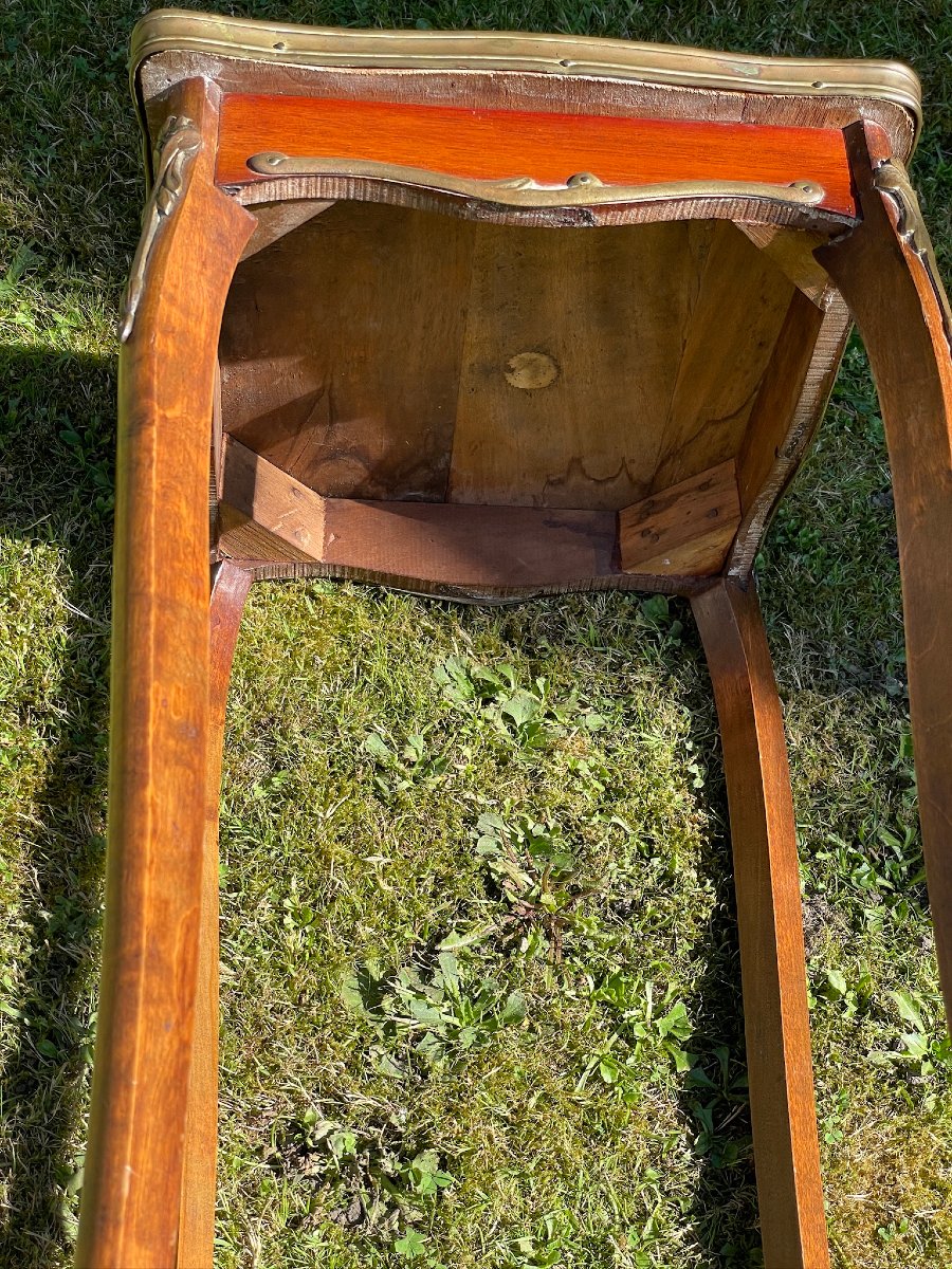 Sellette Napoléon III de style Louis XV dessus de marbre rouge royal XIXème -photo-7