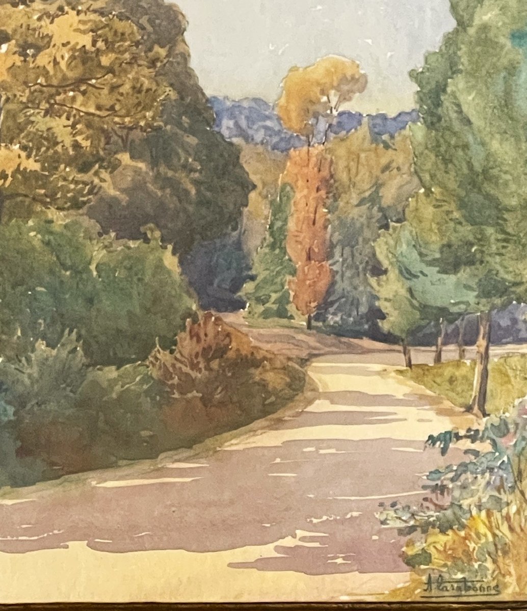 Watercolor By André Casabonne: “the Path In A Park”-photo-2