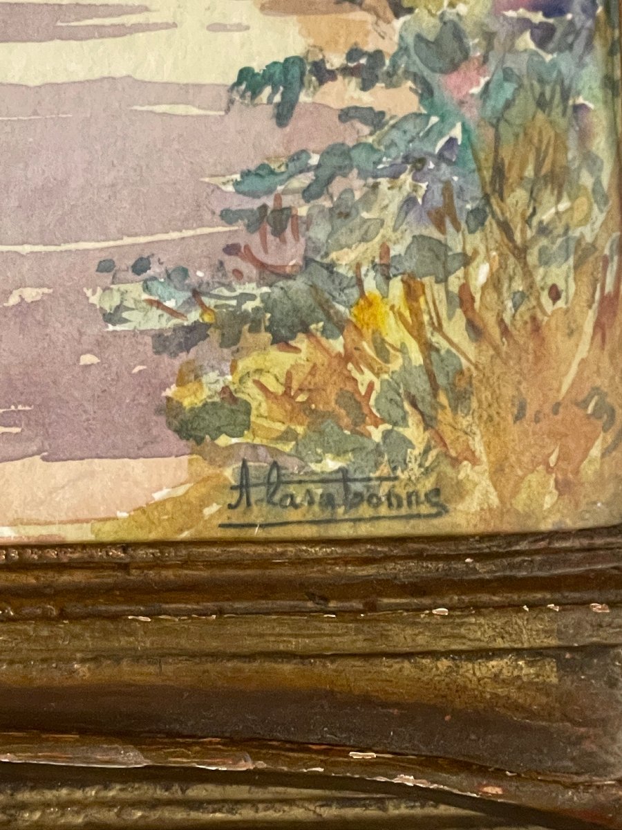 Watercolor By André Casabonne: “the Path In A Park”-photo-4