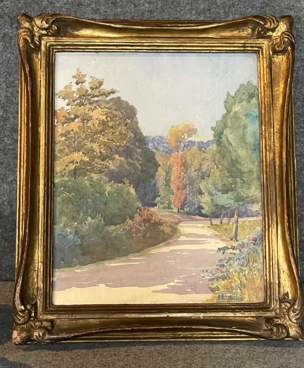 Watercolor By André Casabonne: “the Path In A Park”