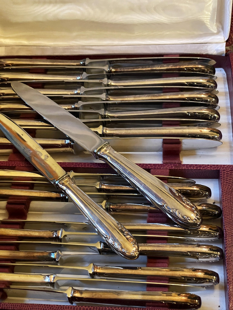 Box Of 24 Silver-plated Knives, Like New – Ruy Blas Beausoleil – Monaco