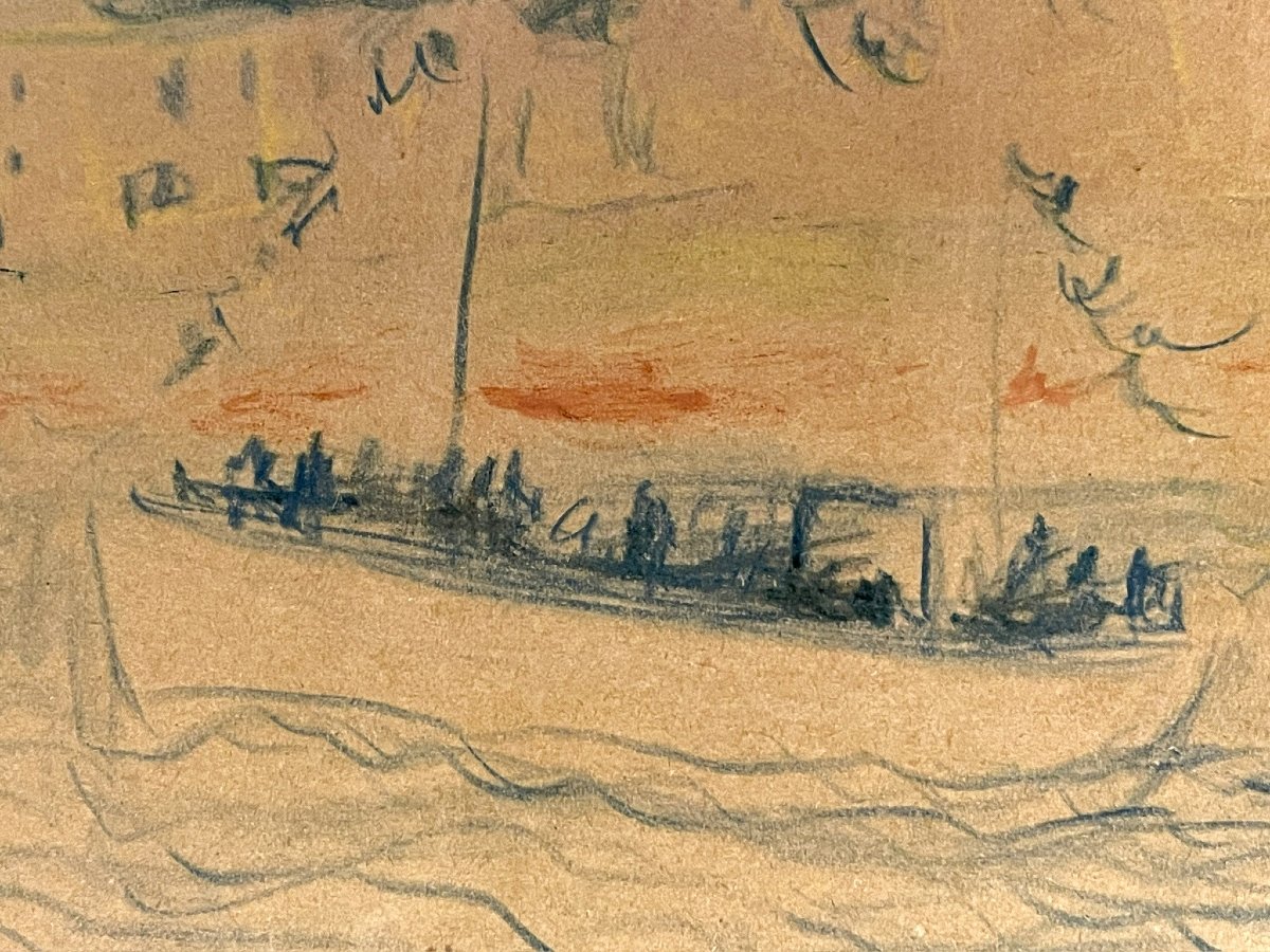 Dessin de Jean Puy : voilier près de Concarneau daté 1946-photo-4