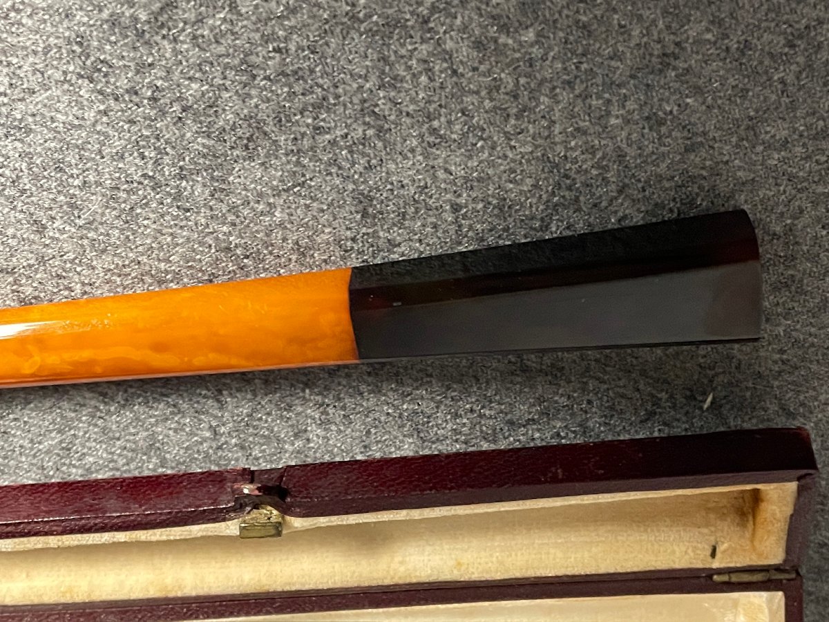 Fume cigarette Art Déco en ambre et écaille dans son étui-photo-2