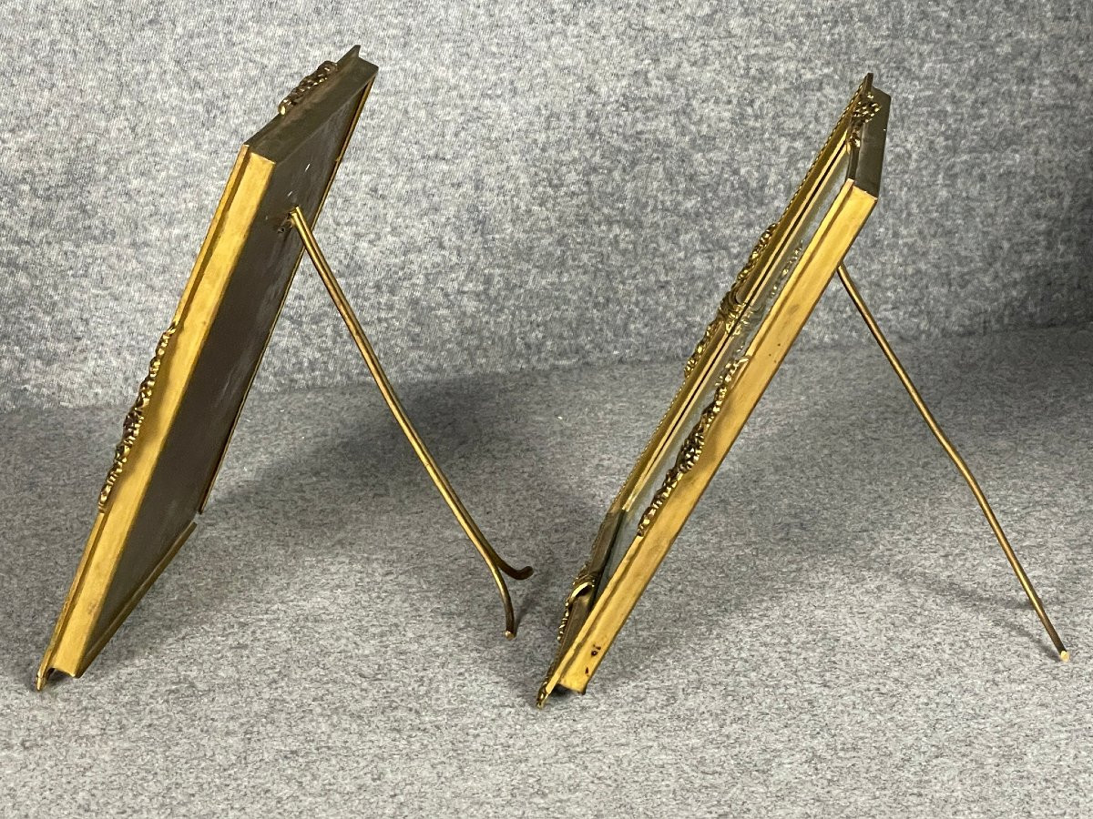 Pair Of Ornate Gilt Bronze Photo Frames, Late 19th Century-photo-4