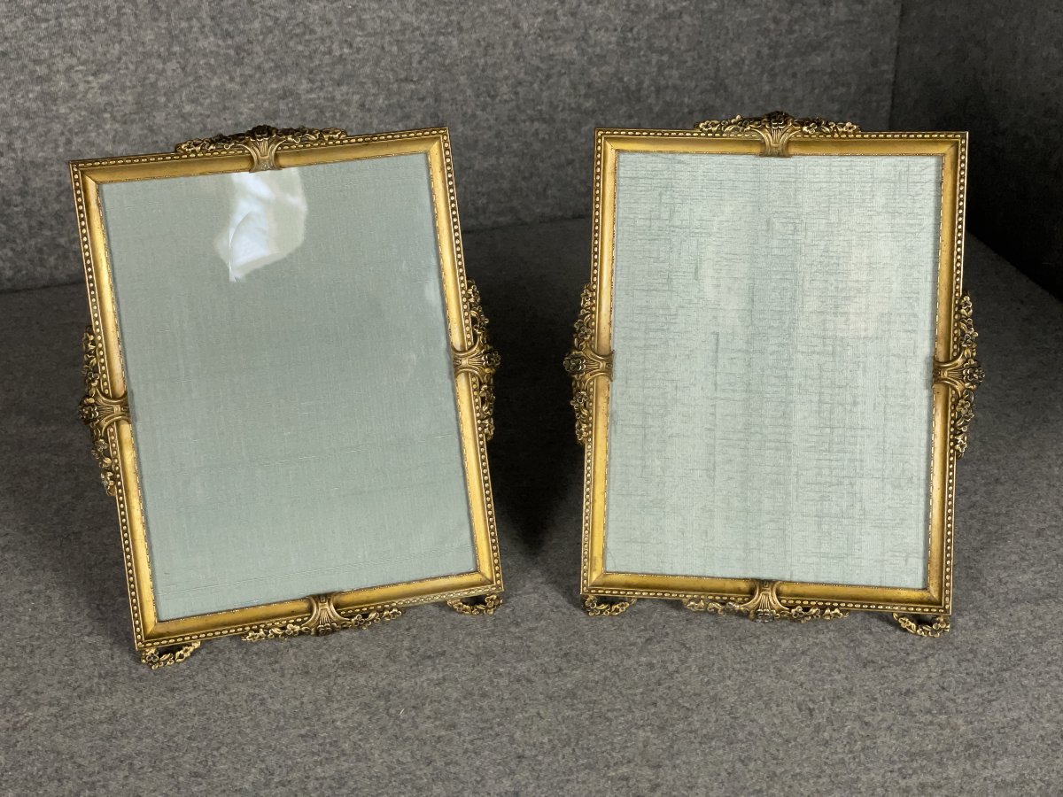 Pair Of Ornate Gilt Bronze Photo Frames, Late 19th Century-photo-3