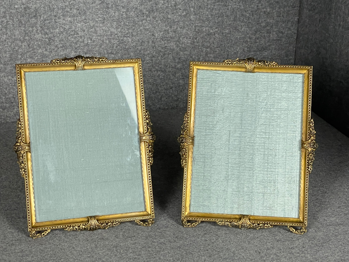 Pair Of Ornate Gilt Bronze Photo Frames, Late 19th Century