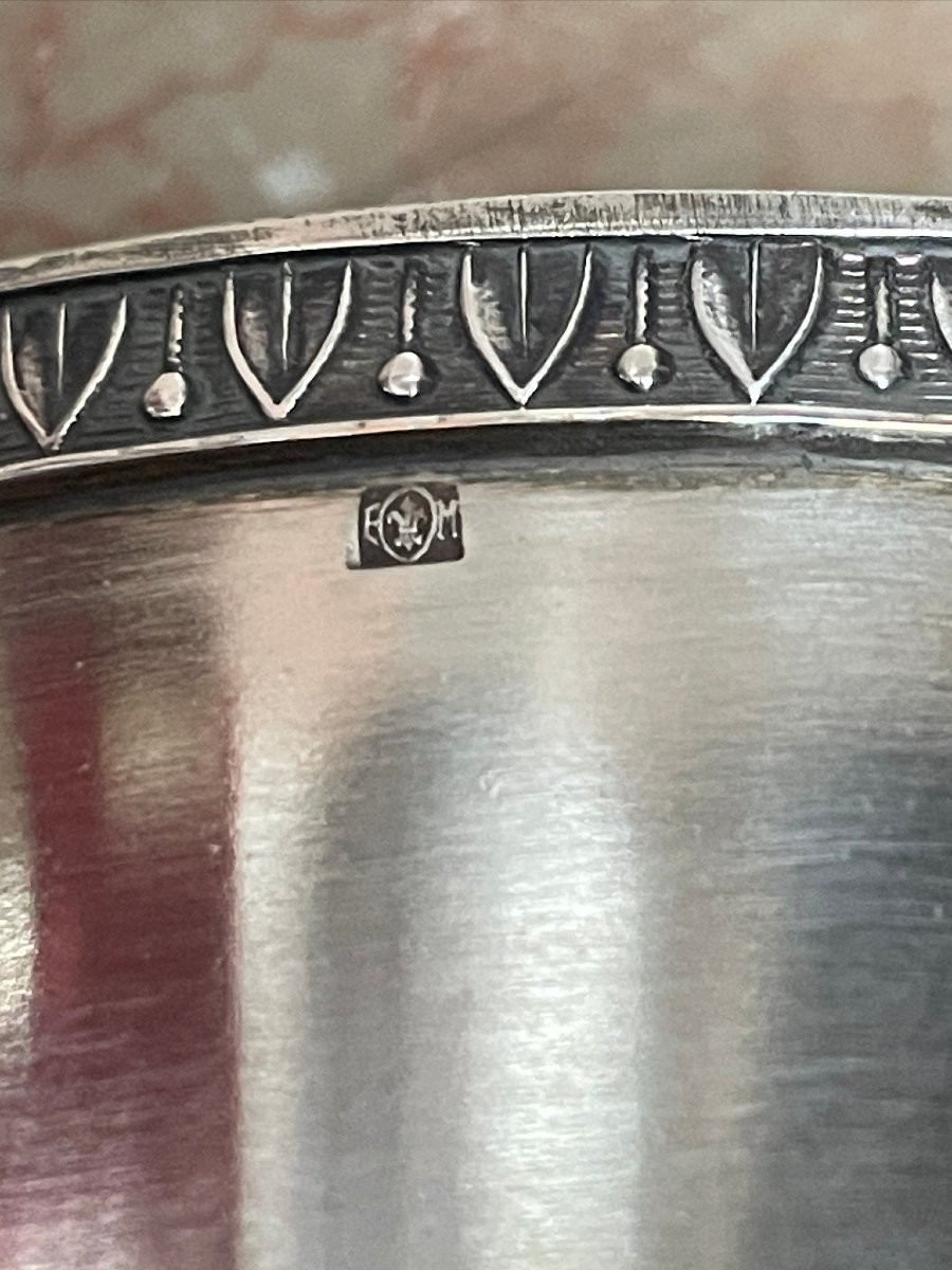 Pair Of Large Chocolate Cups In Porcelain And Silver-plated Metal -photo-7