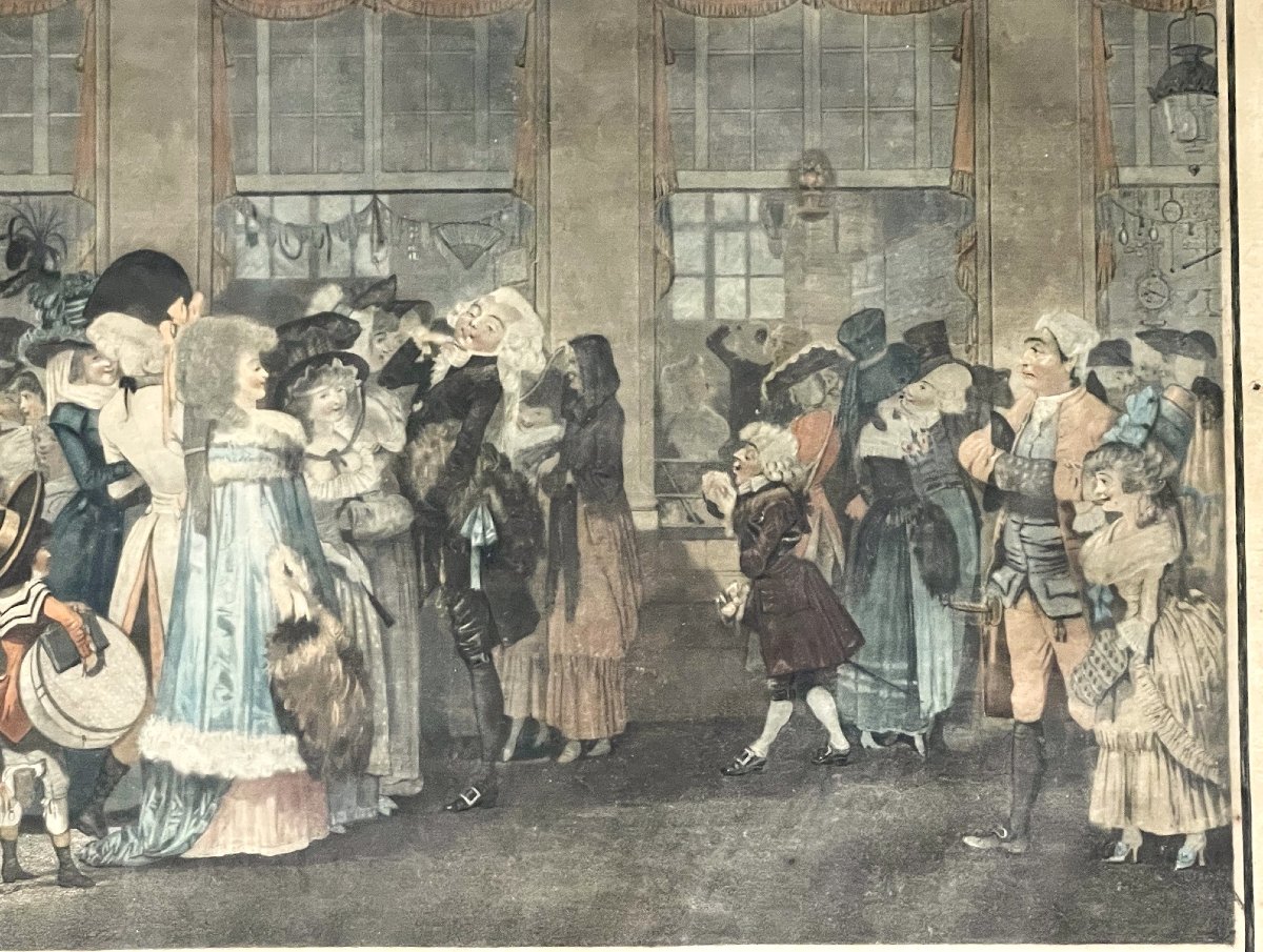 Galerie du Palais Royal : grande gravure par Debucourt XVIIIème siècle-photo-1