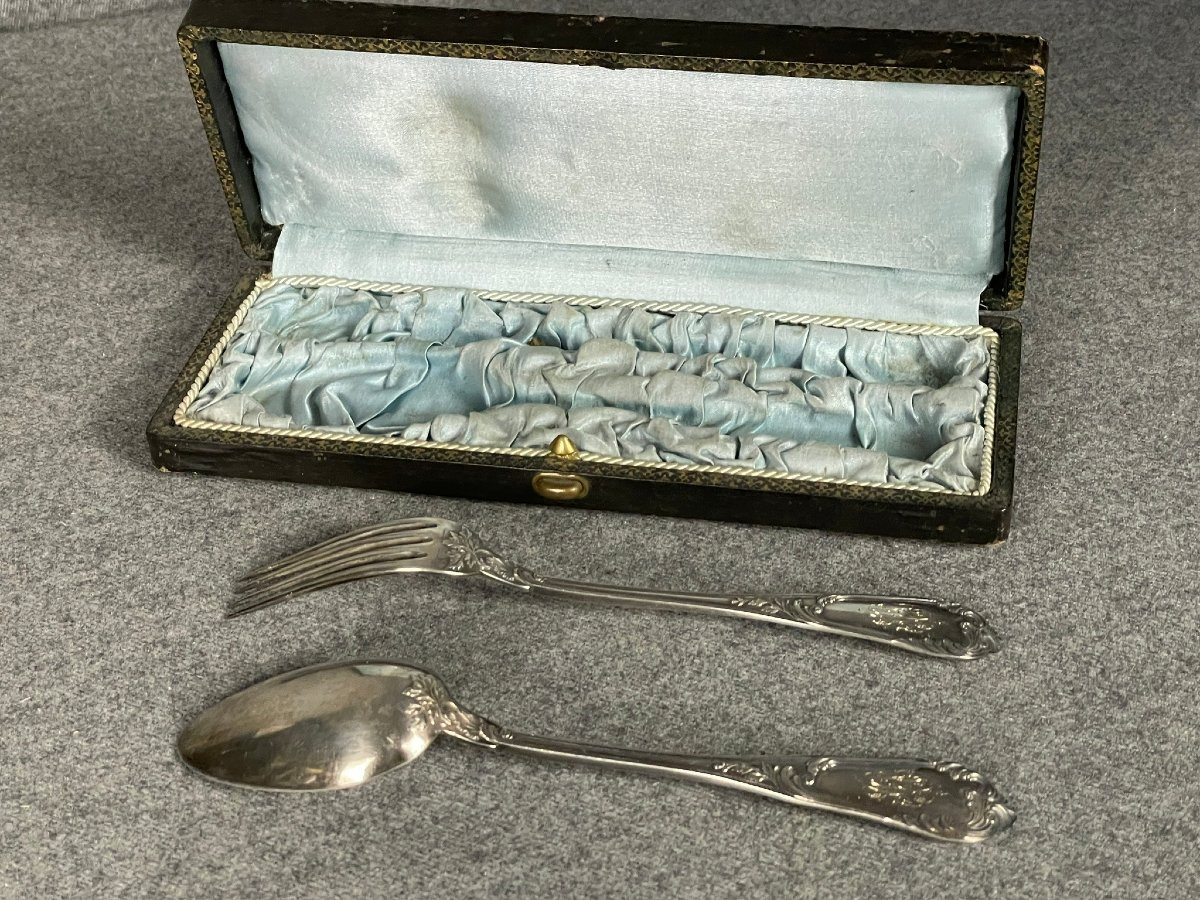 Children's Silver Cutlery In Rocaille And Shell Decoration By Silversmith Henri Soufflot, 19th Century-photo-3