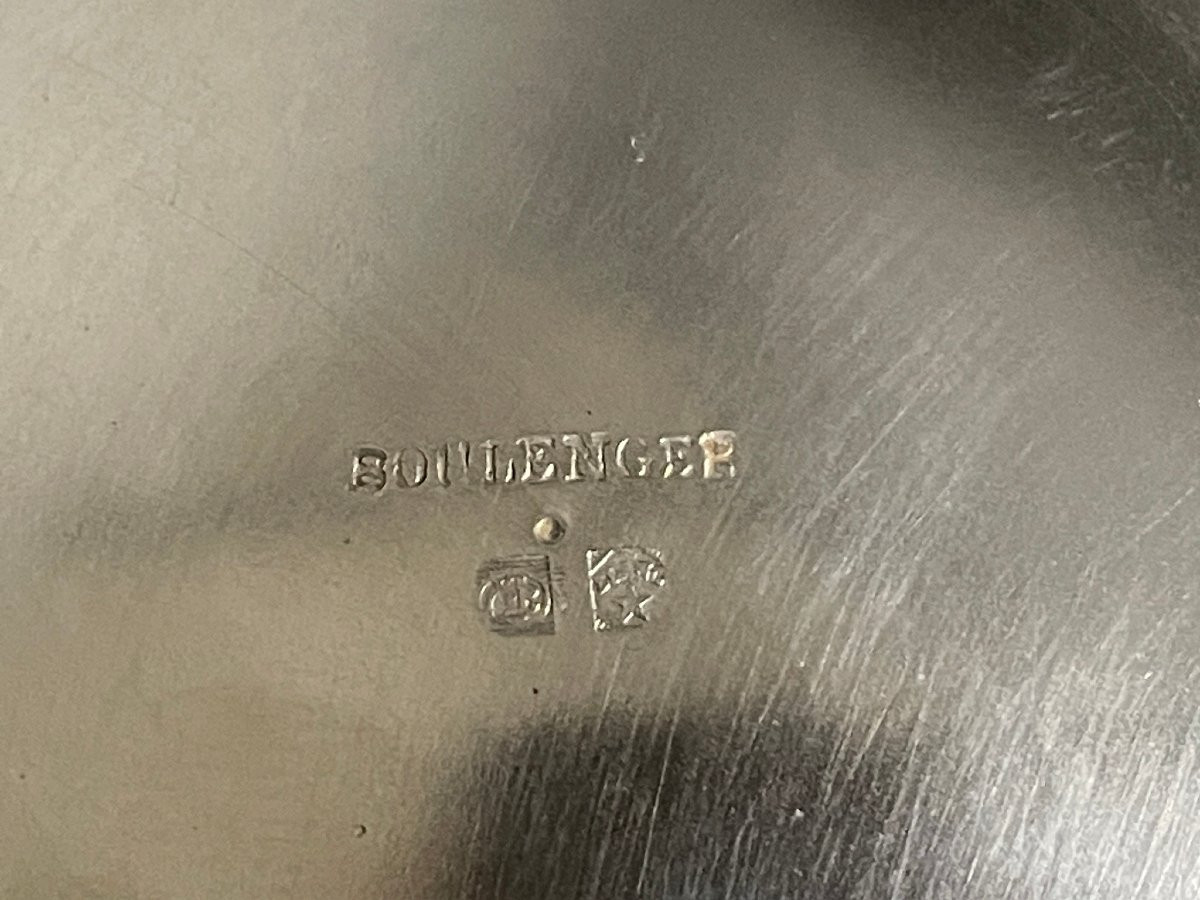 Three Silver-plated Metal Soup Dishes Decorated With Olive Branches, By The Silversmith Boulenger.-photo-8