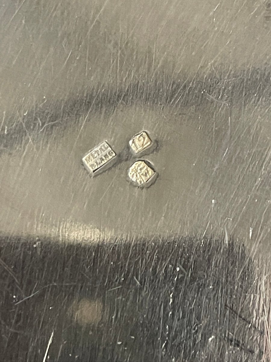 Set Of Eight Deep Dishes, Shell-shaped Handles, "white Metal," Early 20th Century-photo-6