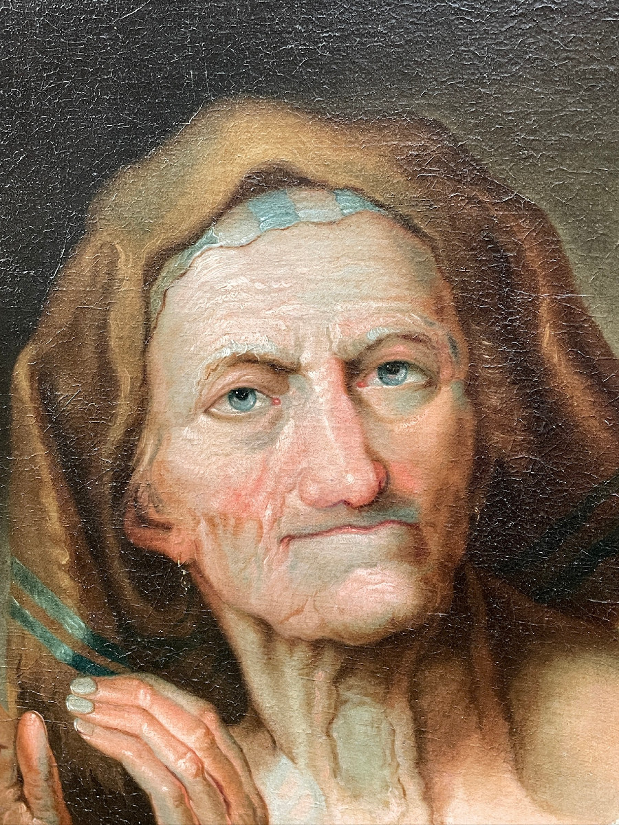 ֤Giuseppe Nogari, (entourage de) vieille femme aux yeux bleus Venise Italie XVIIIème -photo-3