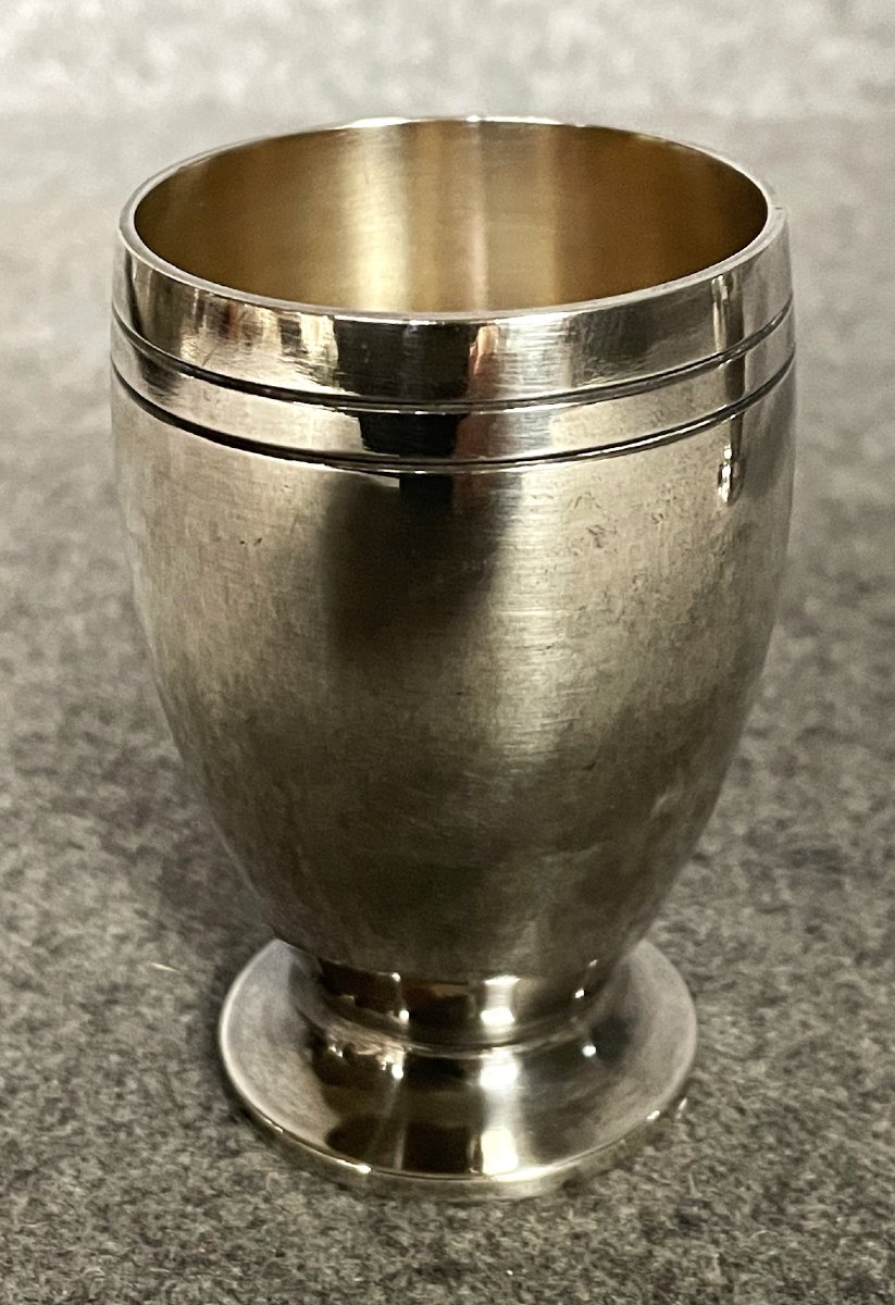 Huit coquetiers ou gobelets en métal argenté orfèvre Ravinet-d’Enfert vers 1925 -photo-2