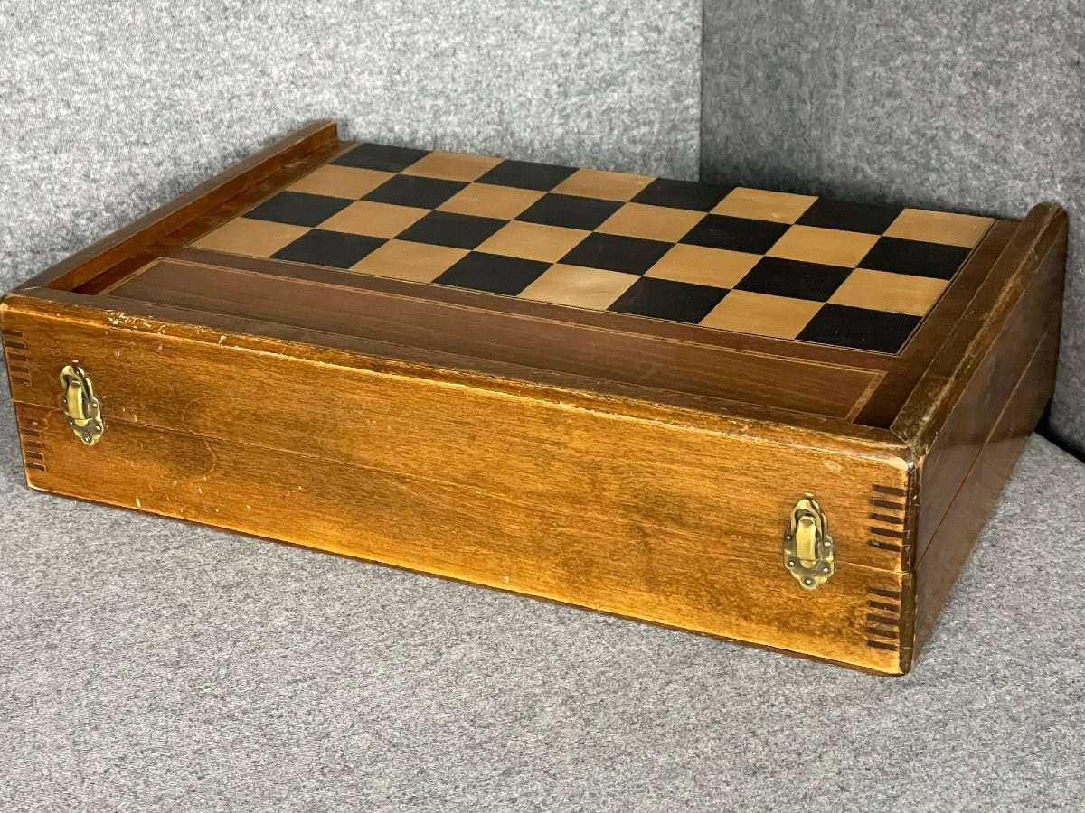 Jeu de jacquet, coffret complet avec échiquier, pièces et pions, dit aussi backgammon, TricTrac-photo-2