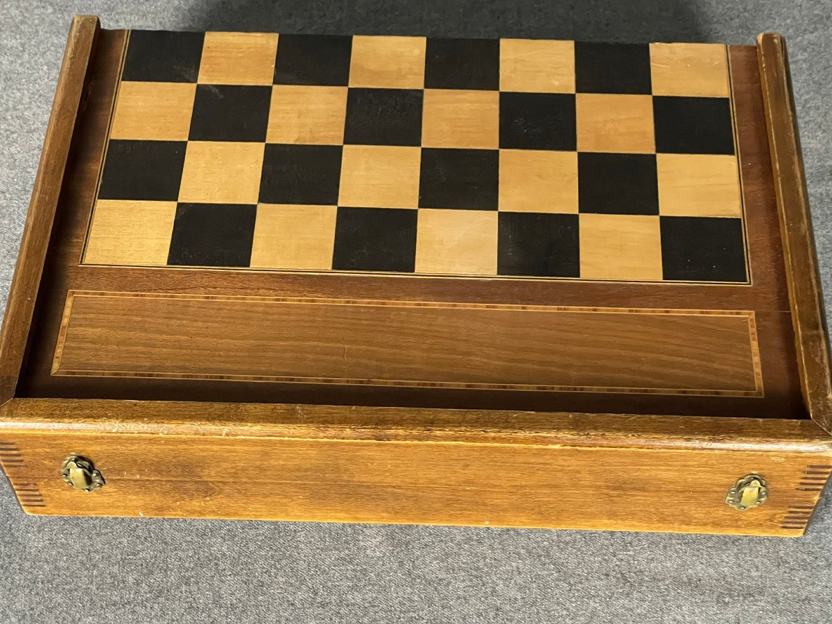 Jeu de jacquet, coffret complet avec échiquier, pièces et pions, dit aussi backgammon, TricTrac-photo-3