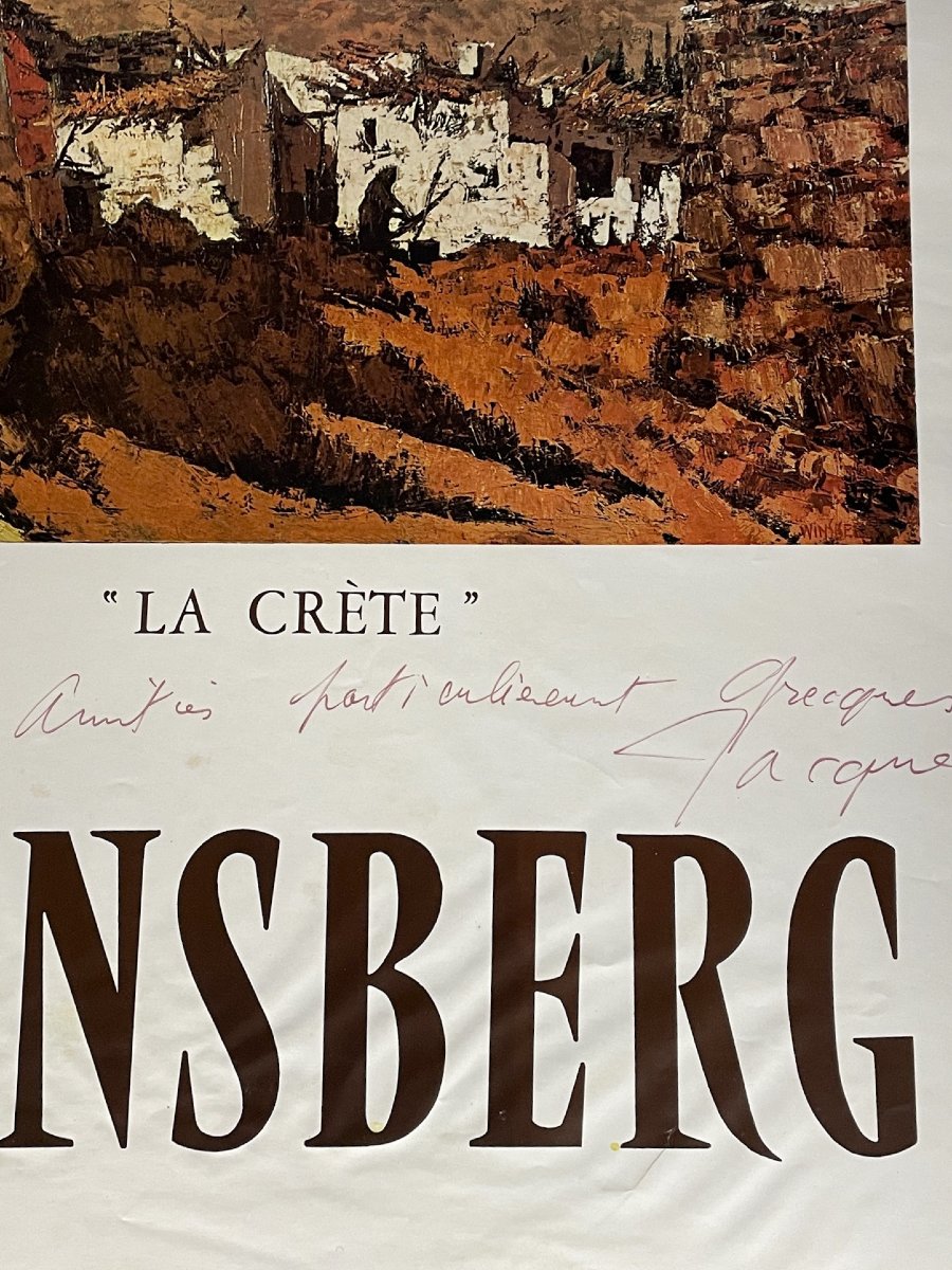Jacques Winsberg Autographed Poster: “crete” 1971-1972 Paris.-photo-3