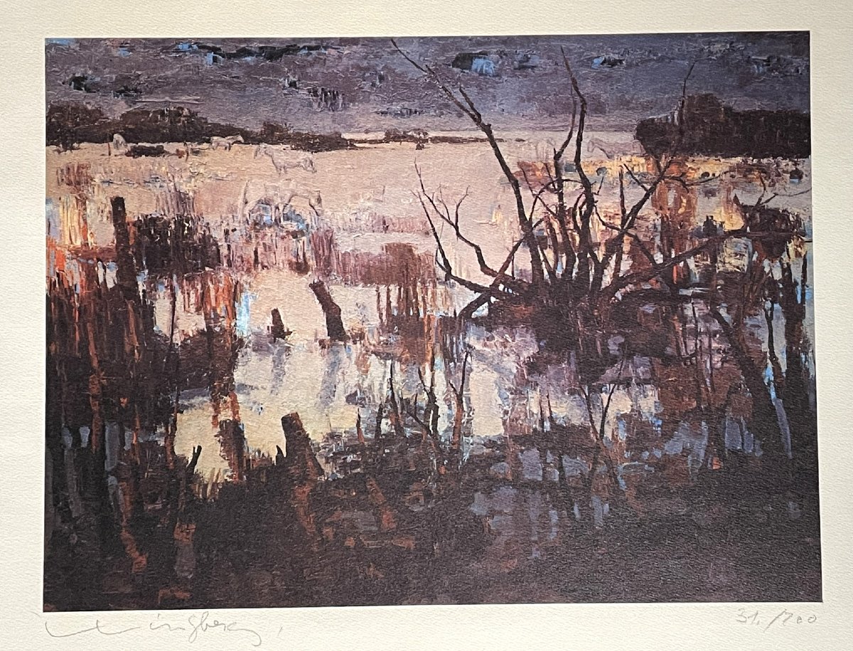 Jacques WINSBERG lithographie : « les chevaux en Camargue » -photo-2