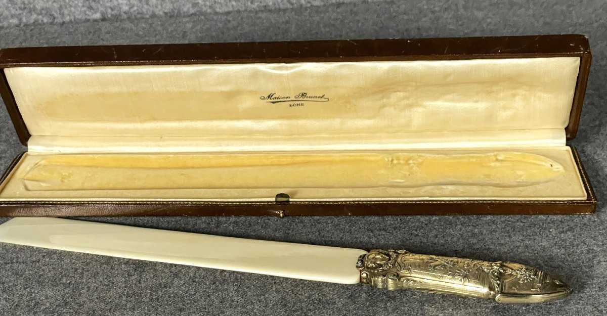 Coupe papier en ivoire et bronze doré d'époque Napoléon III  XIXème-photo-2