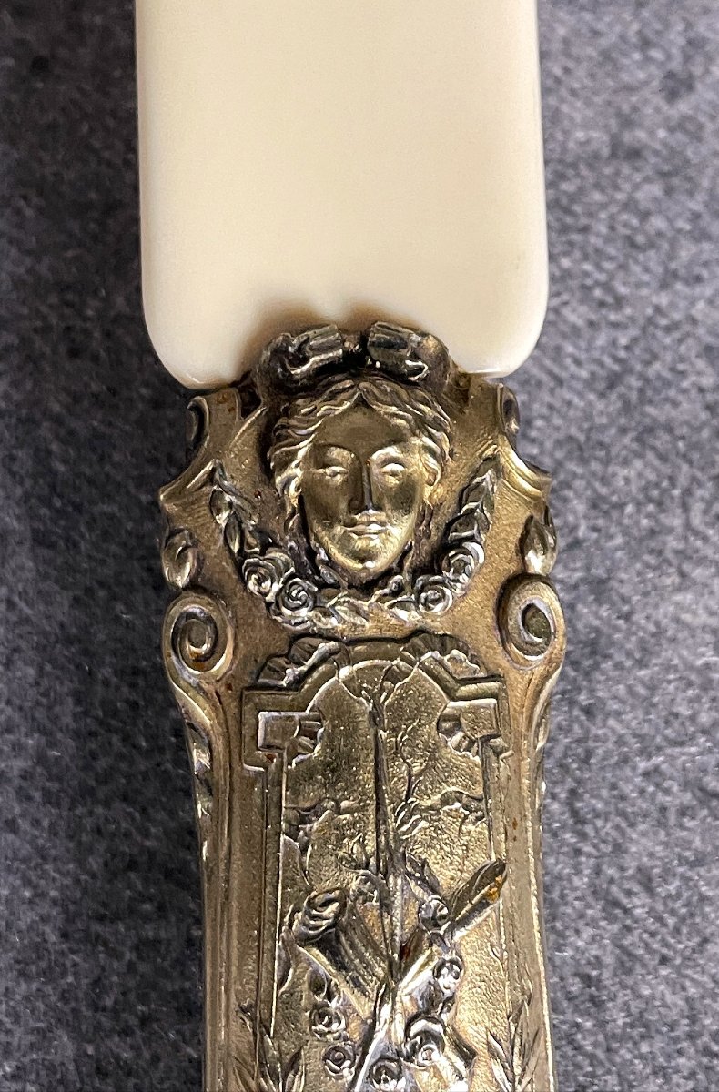 Coupe papier en ivoire et bronze doré d'époque Napoléon III  XIXème-photo-3