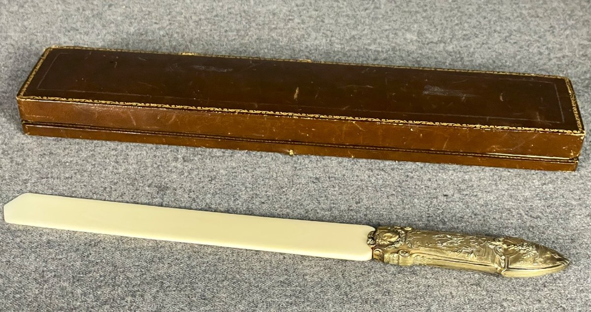 Coupe papier en ivoire et bronze doré d'époque Napoléon III  XIXème-photo-3