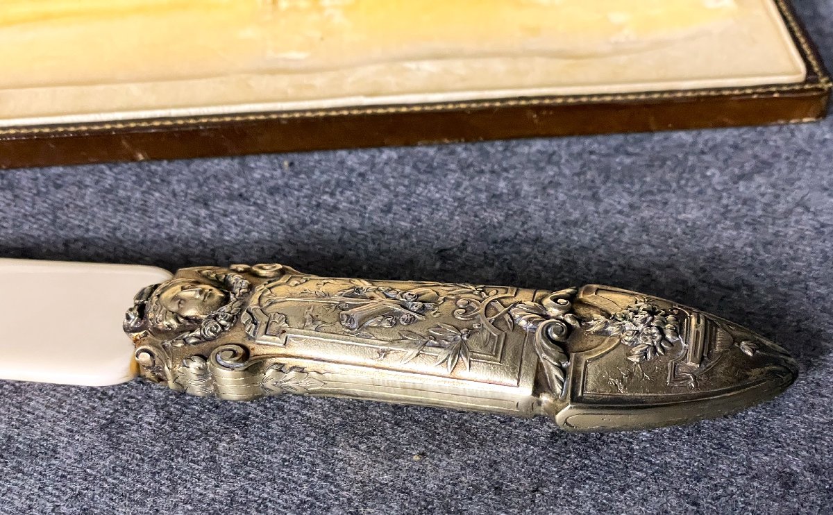 Coupe papier en ivoire et bronze doré d'époque Napoléon III  XIXème-photo-4