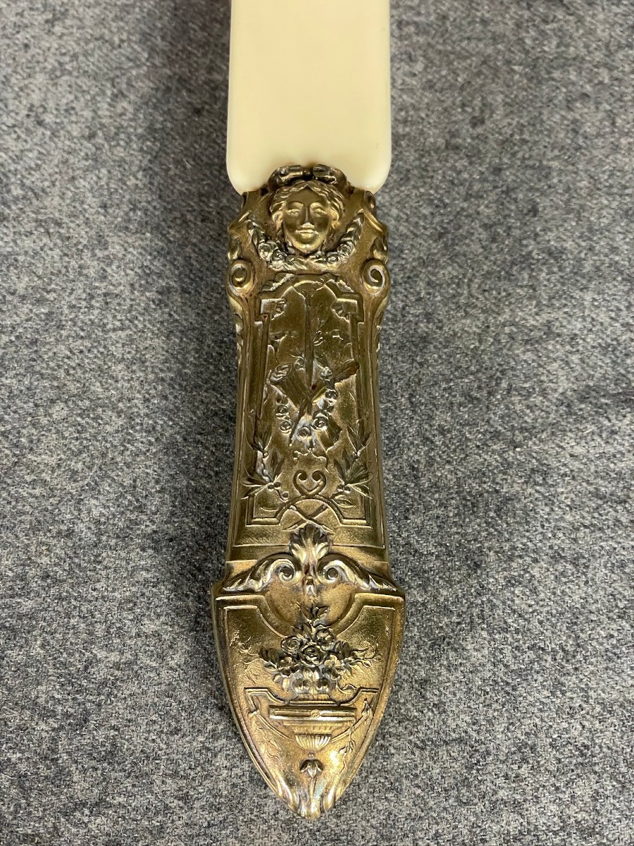 Coupe papier en ivoire et bronze doré d'époque Napoléon III  XIXème-photo-5