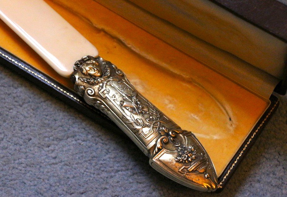 Coupe papier en ivoire et bronze doré d'époque Napoléon III  XIXème-photo-6