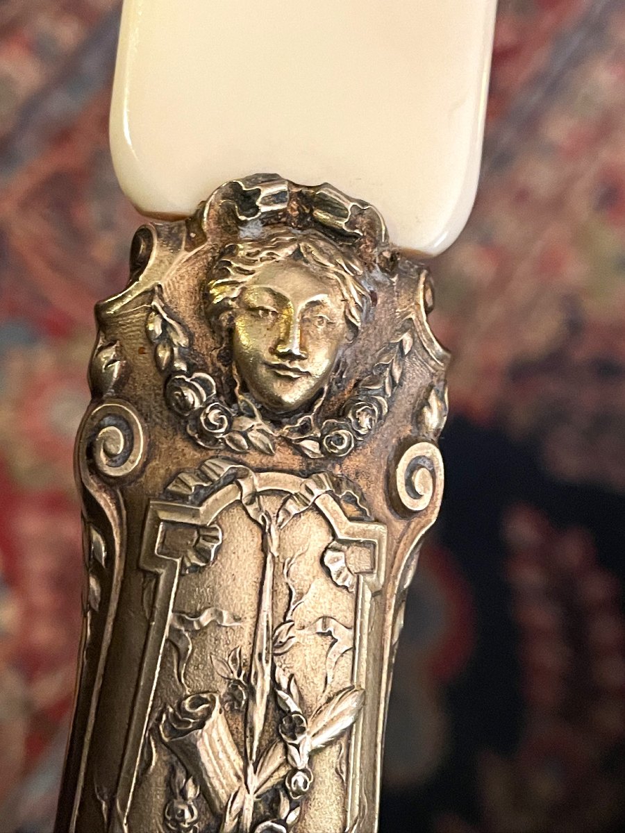 Coupe papier en ivoire et bronze doré d'époque Napoléon III  XIXème-photo-7