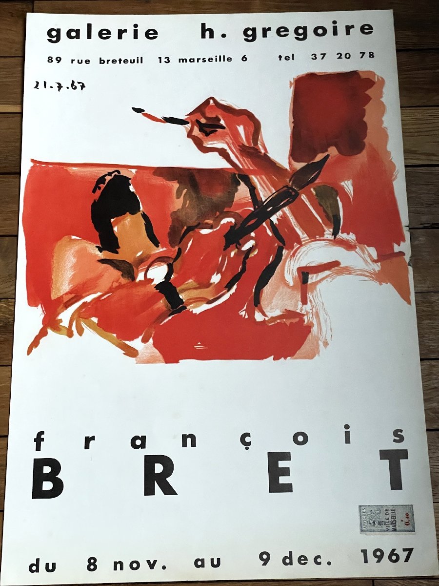 Exhibition Poster For François Bret At The H. Gregoire Gallery, Marseille, 1967-photo-3