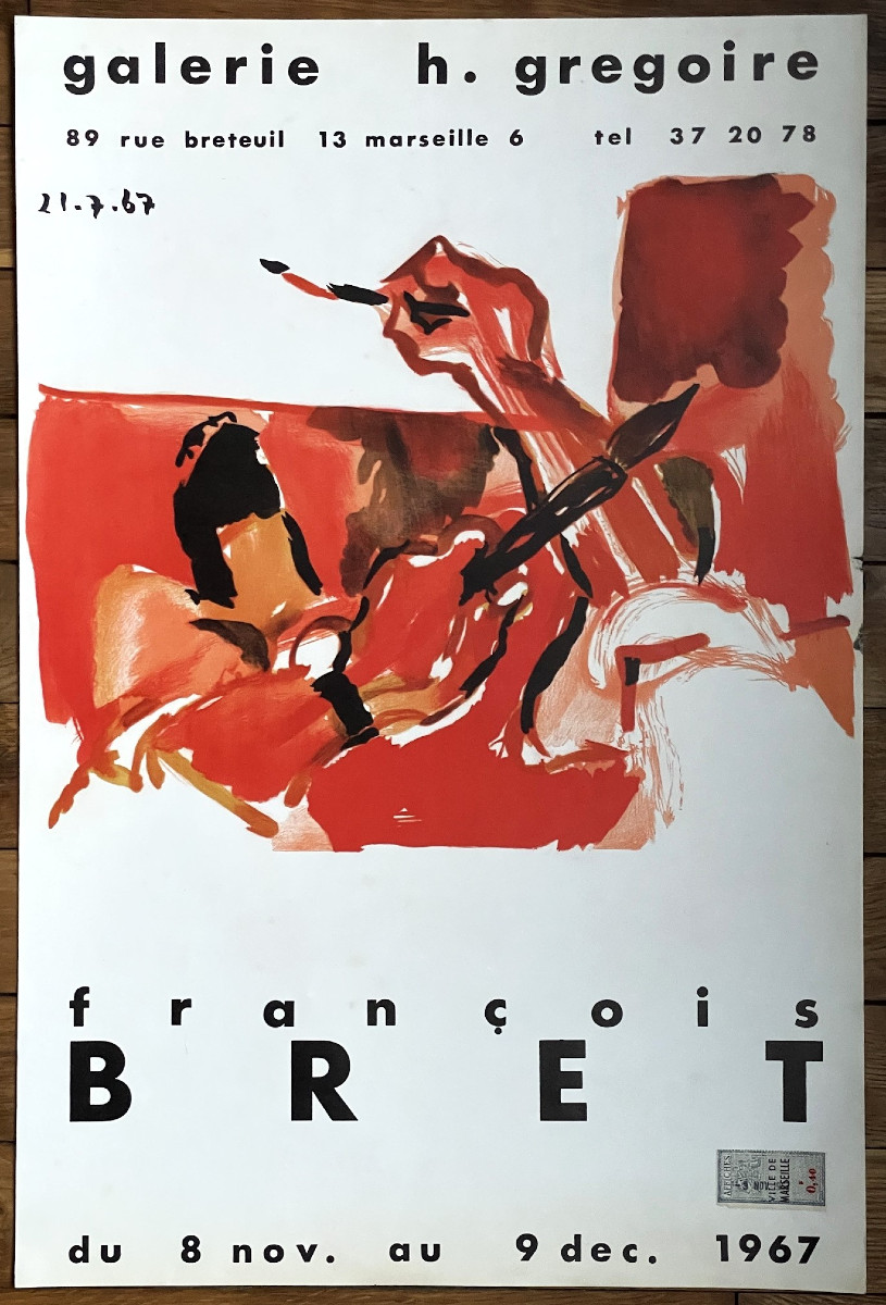 Exhibition Poster For François Bret At The H. Gregoire Gallery, Marseille, 1967