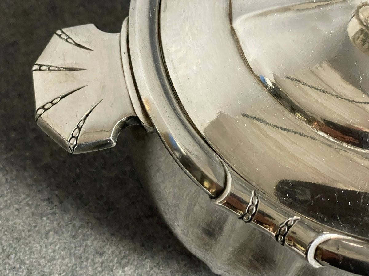 Art Deco Vegetable Dish Or Tureen By Silversmith Boulenger, Silver-plated Metal-photo-2