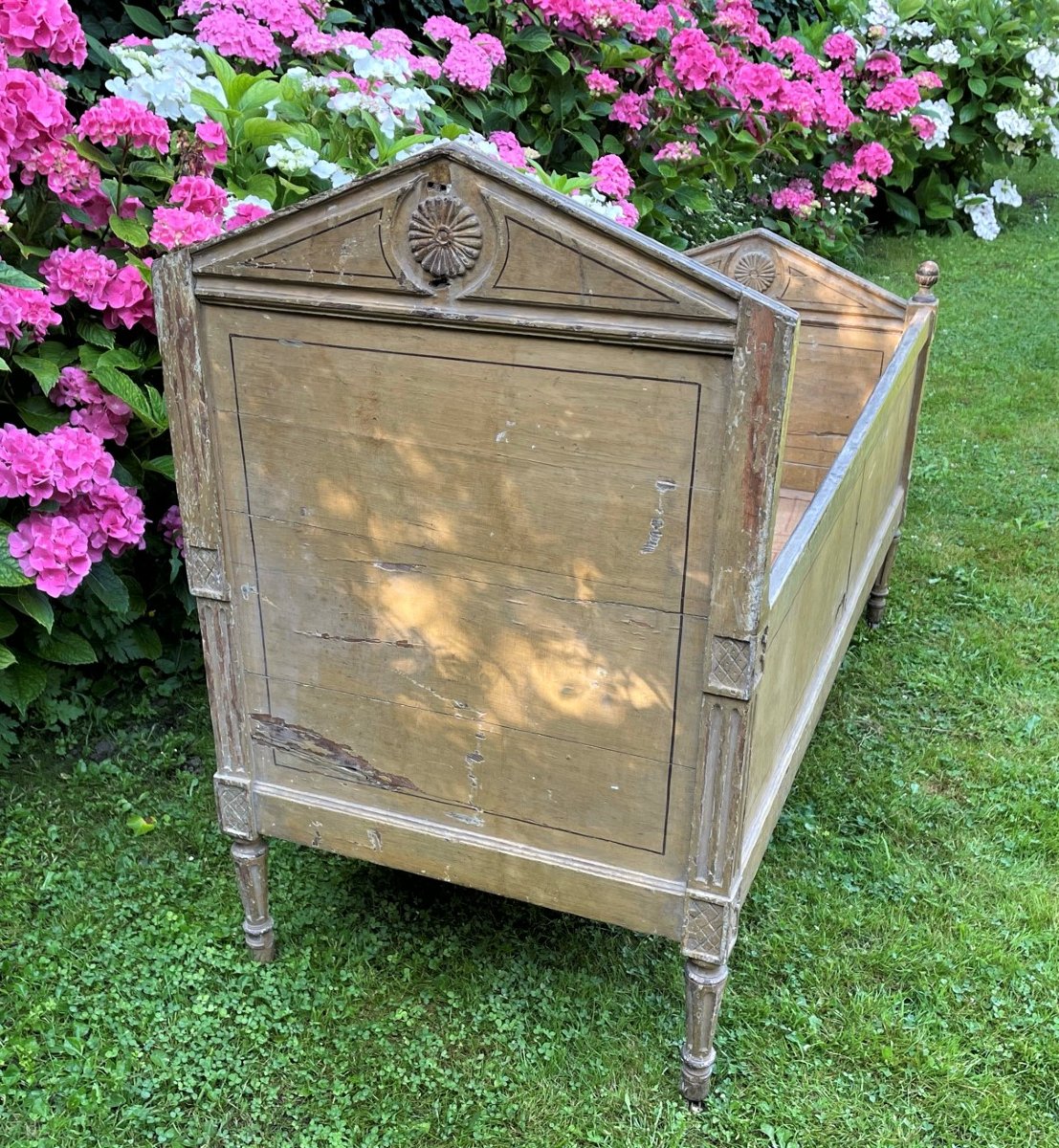 Lit d’enfant de milieu en bois peint d’époque Directoire-photo-2
