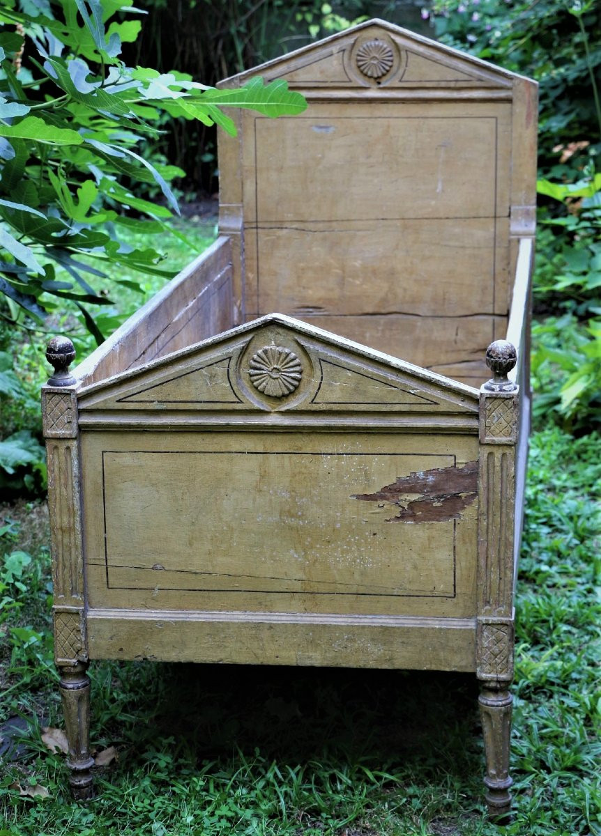 Lit d’enfant de milieu en bois peint d’époque Directoire-photo-3