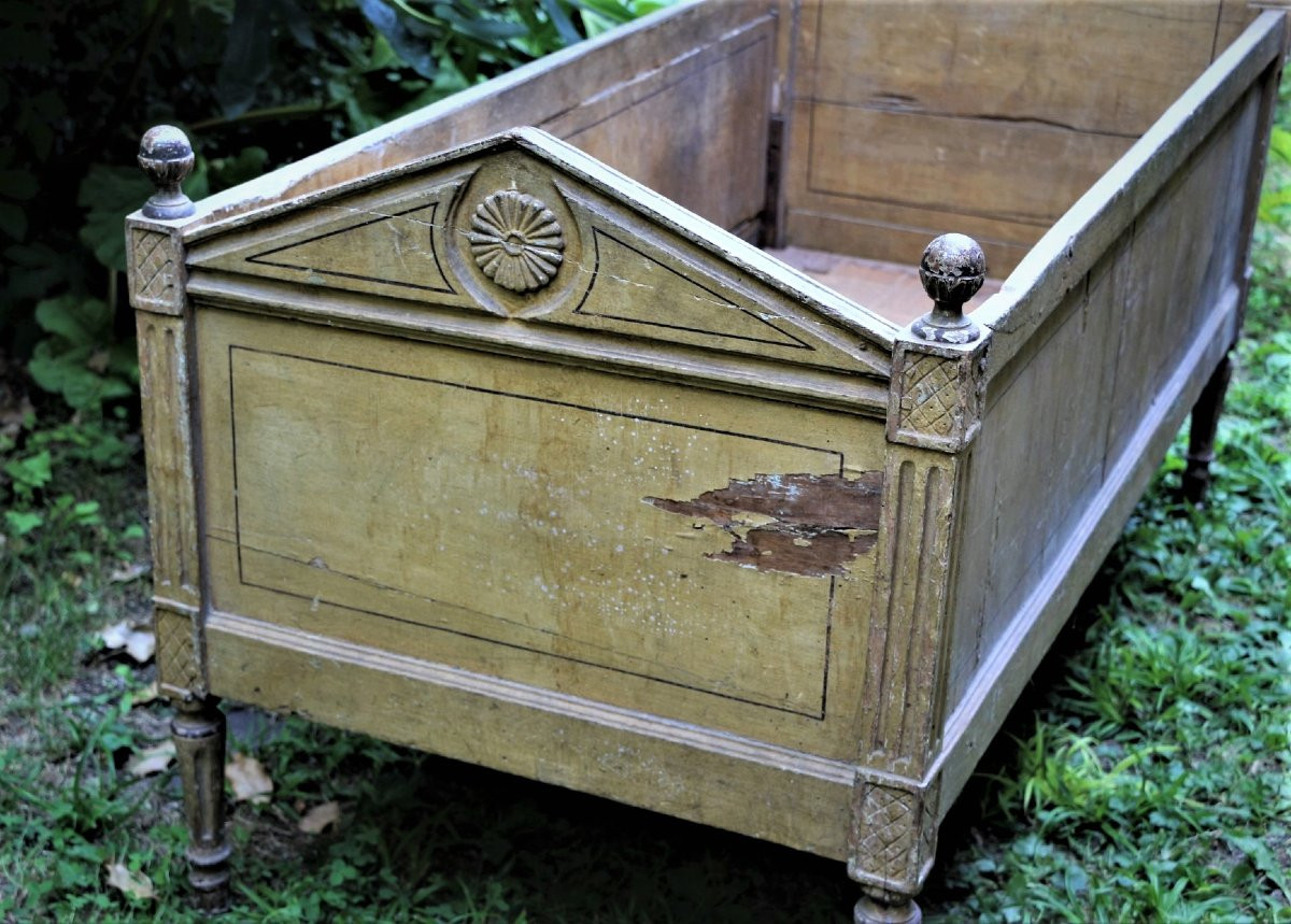 Lit d’enfant de milieu en bois peint d’époque Directoire-photo-4