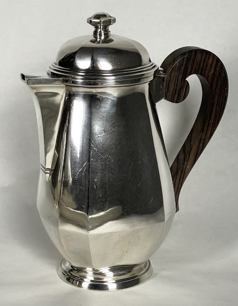 Art Deco Solid Silver Coffee And Tea Service By Silversmith Bibollet, Circa 1930 -photo-2