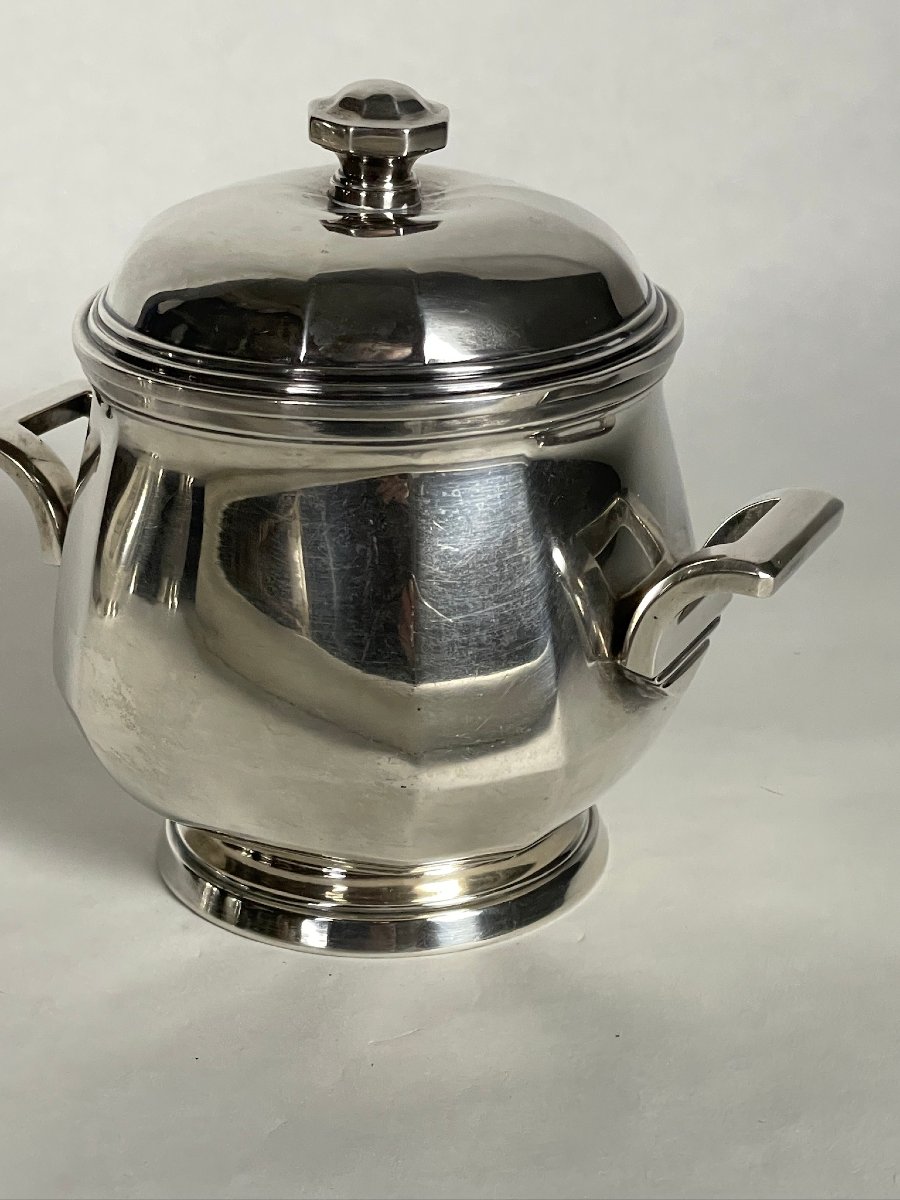 Art Deco Solid Silver Coffee And Tea Service By Silversmith Bibollet, Circa 1930 -photo-4