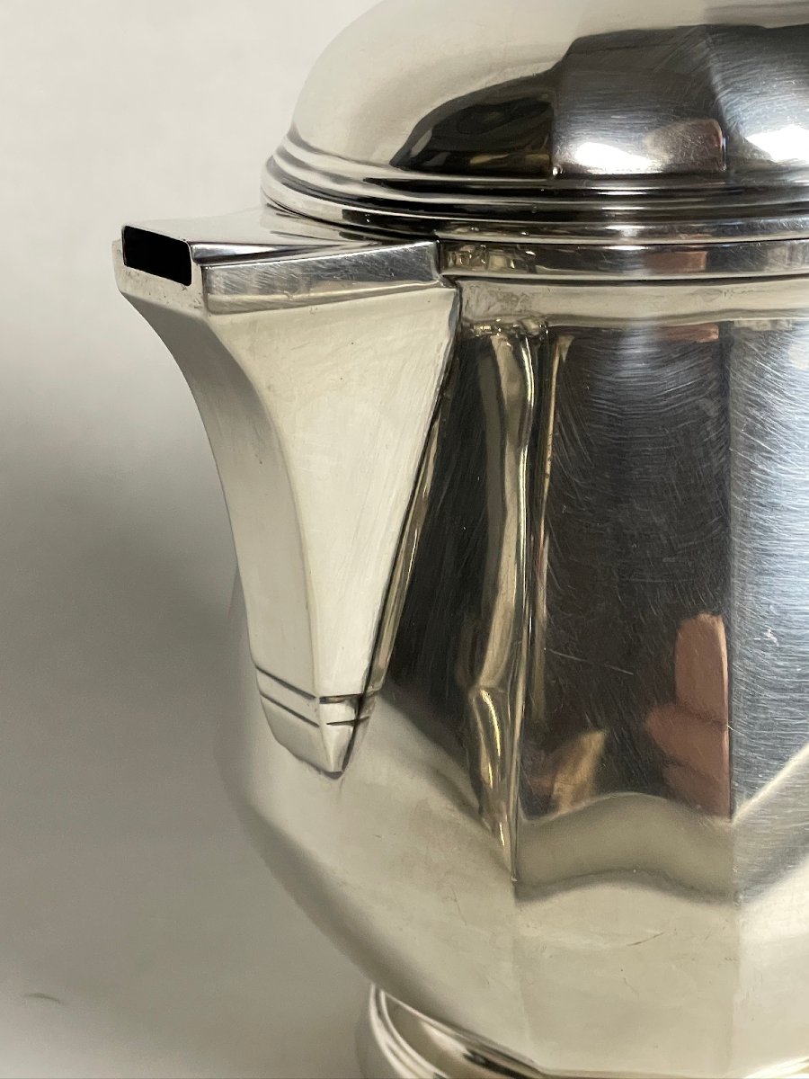 Art Deco Solid Silver Coffee And Tea Service By Silversmith Bibollet, Circa 1930 -photo-3