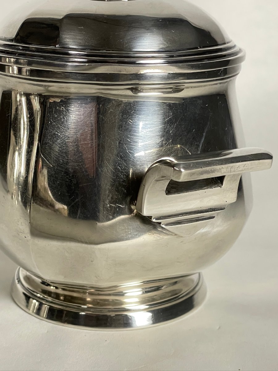 Art Deco Solid Silver Coffee And Tea Service By Silversmith Bibollet, Circa 1930 -photo-4