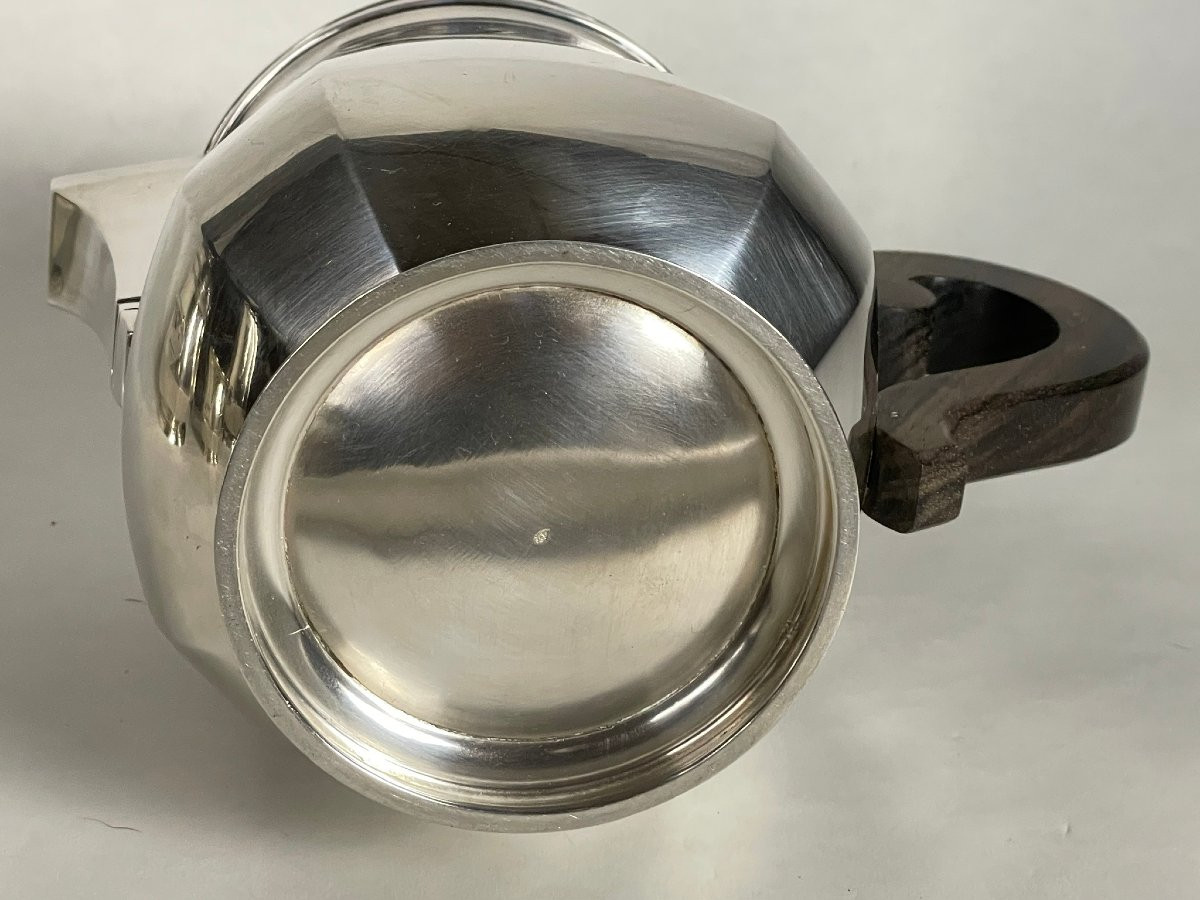 Art Deco Solid Silver Coffee And Tea Service By Silversmith Bibollet, Circa 1930 -photo-5