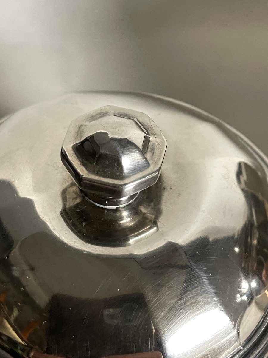 Art Deco Solid Silver Coffee And Tea Service By Silversmith Bibollet, Circa 1930 -photo-6