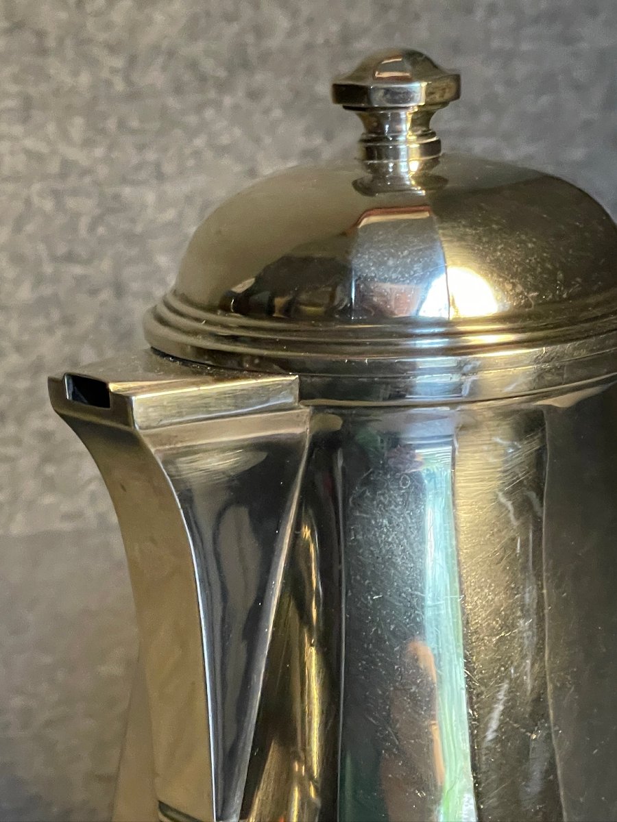 Art Deco Solid Silver Coffee And Tea Service By Silversmith Bibollet, Circa 1930 -photo-8