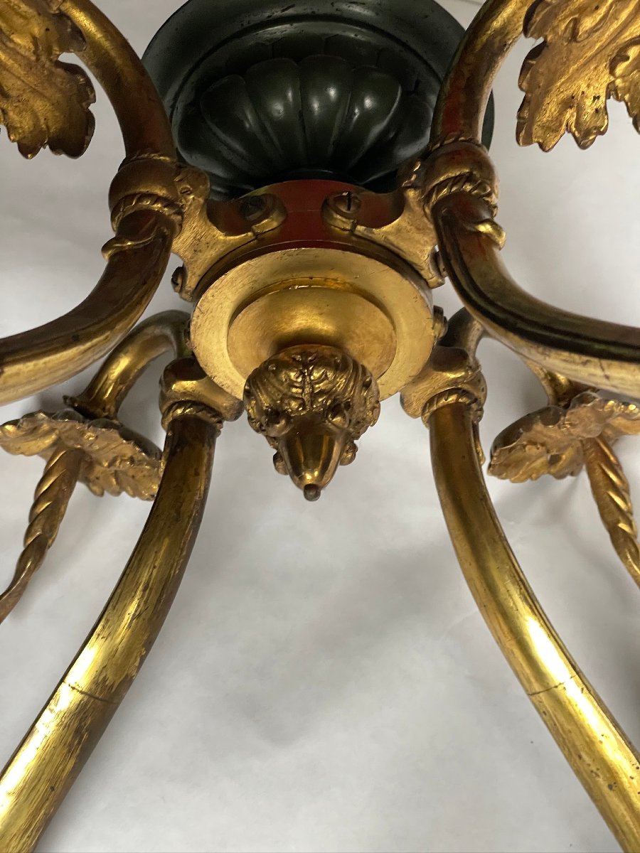 Important lustre Napoléon III en bronze doré et patiné XIXème-photo-6