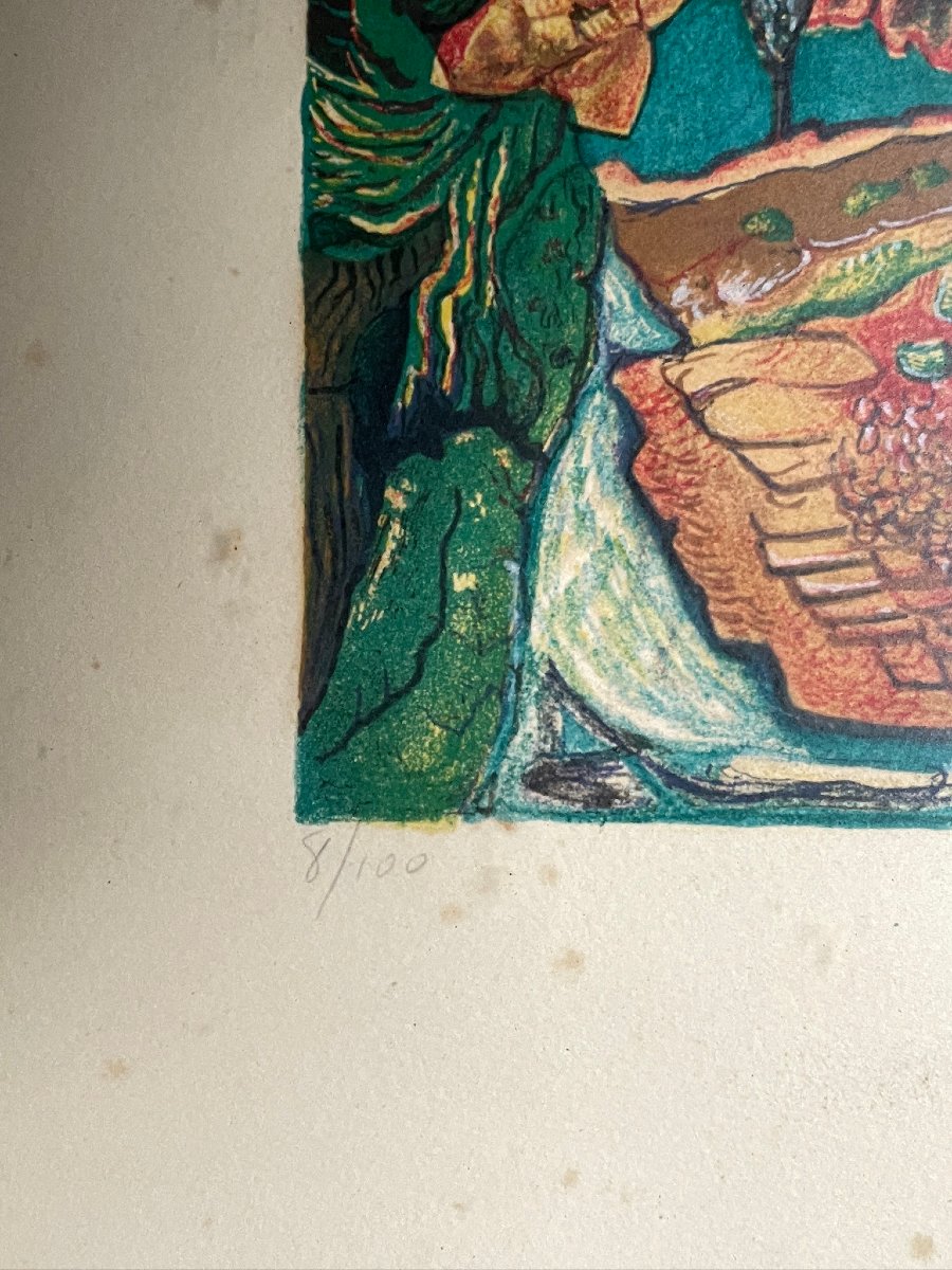 CAILLAUD Aristide jeune fille au bouquet Lithographie Originale Signée, datée, numérotée 8/100-photo-4