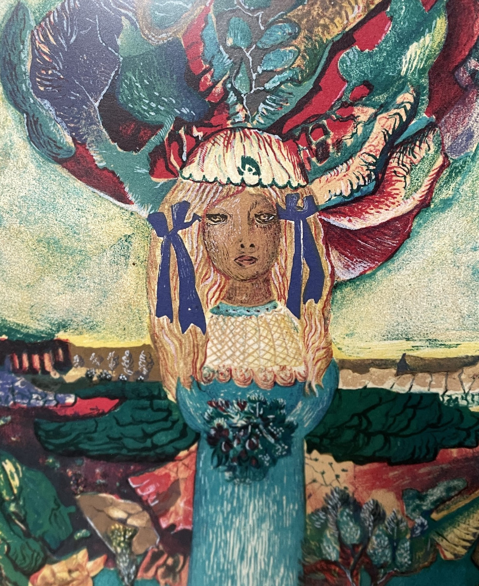 CAILLAUD Aristide jeune fille au bouquet Lithographie Originale Signée, datée, numérotée 8/100