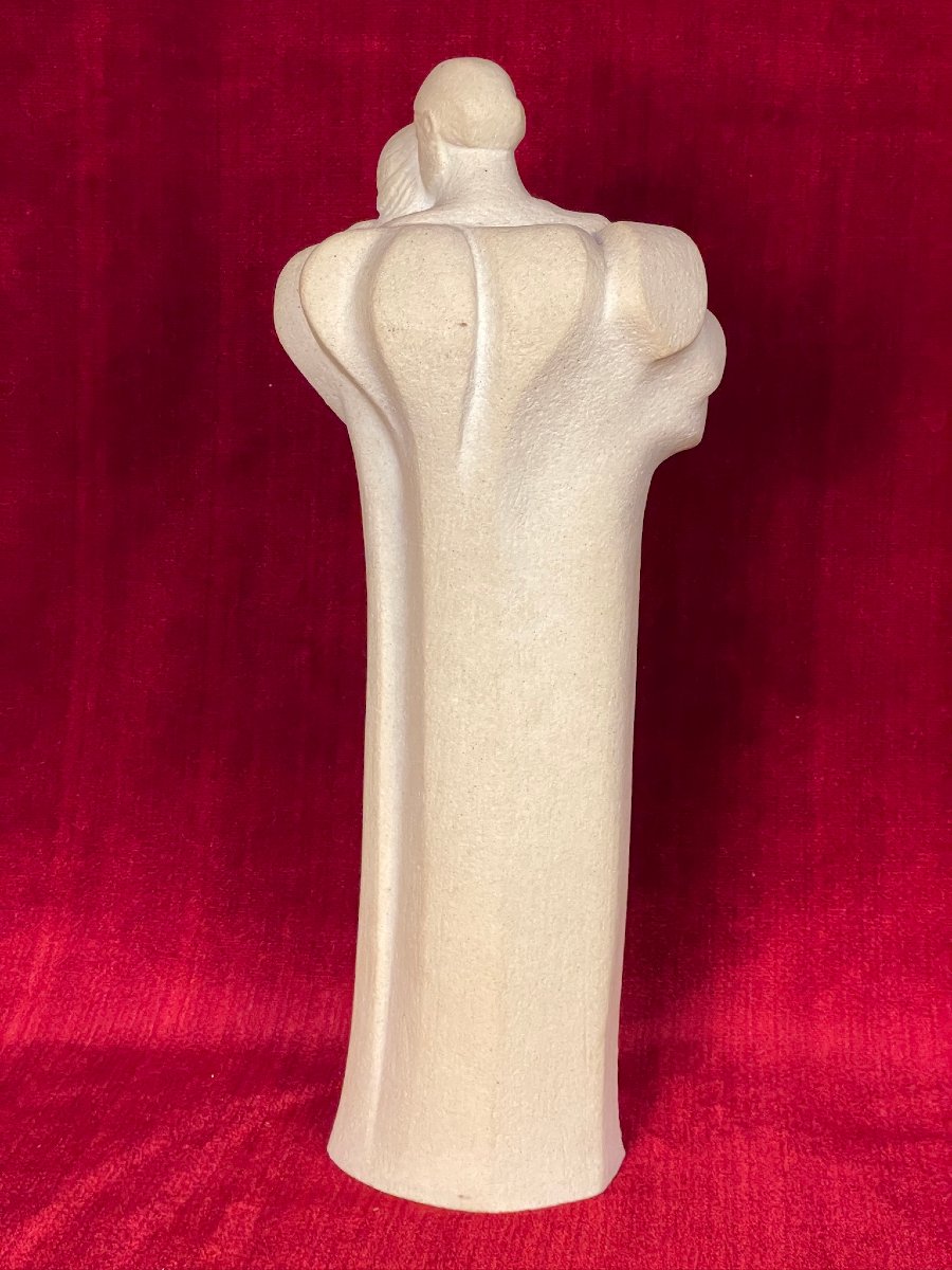 Couple Embracing In A Long Coat, Art Deco Style Stone-photo-3