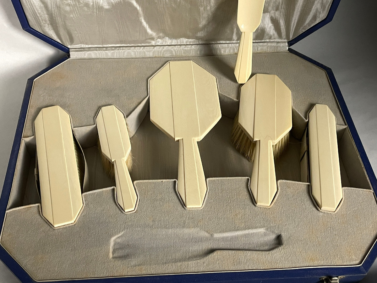 Art Deco Period Ivory Toilet Set