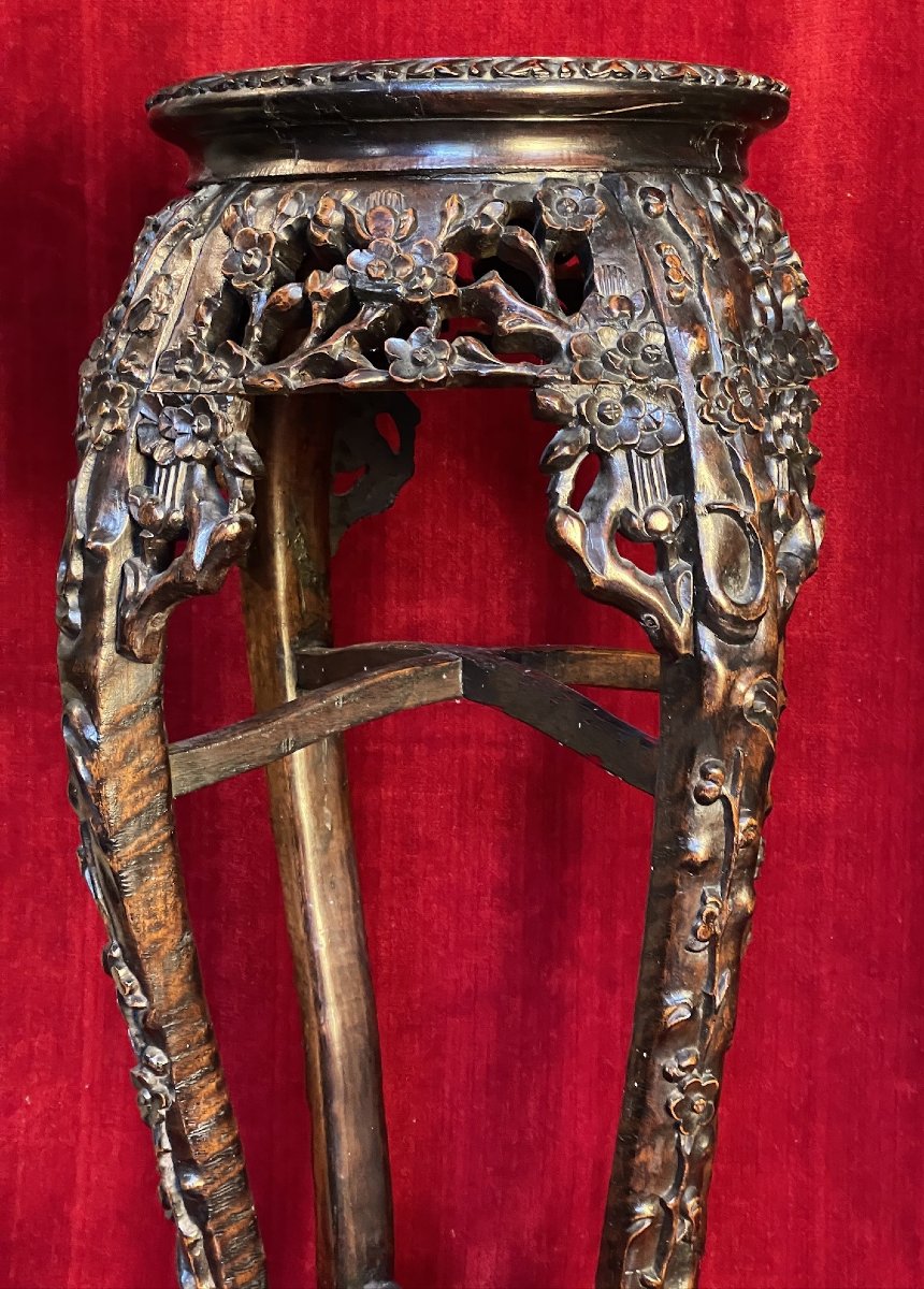 Sellette en bois sculpté Vietnam, époque fin XIXème siècle. Asie, Indochine.-photo-2